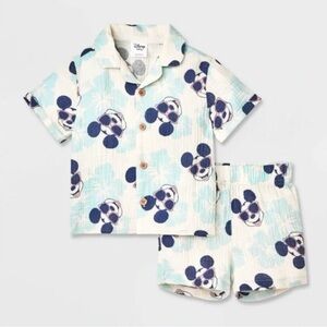 New with tags Disney Mickey Mouse Kids Set - Blue and Cream size 12m
